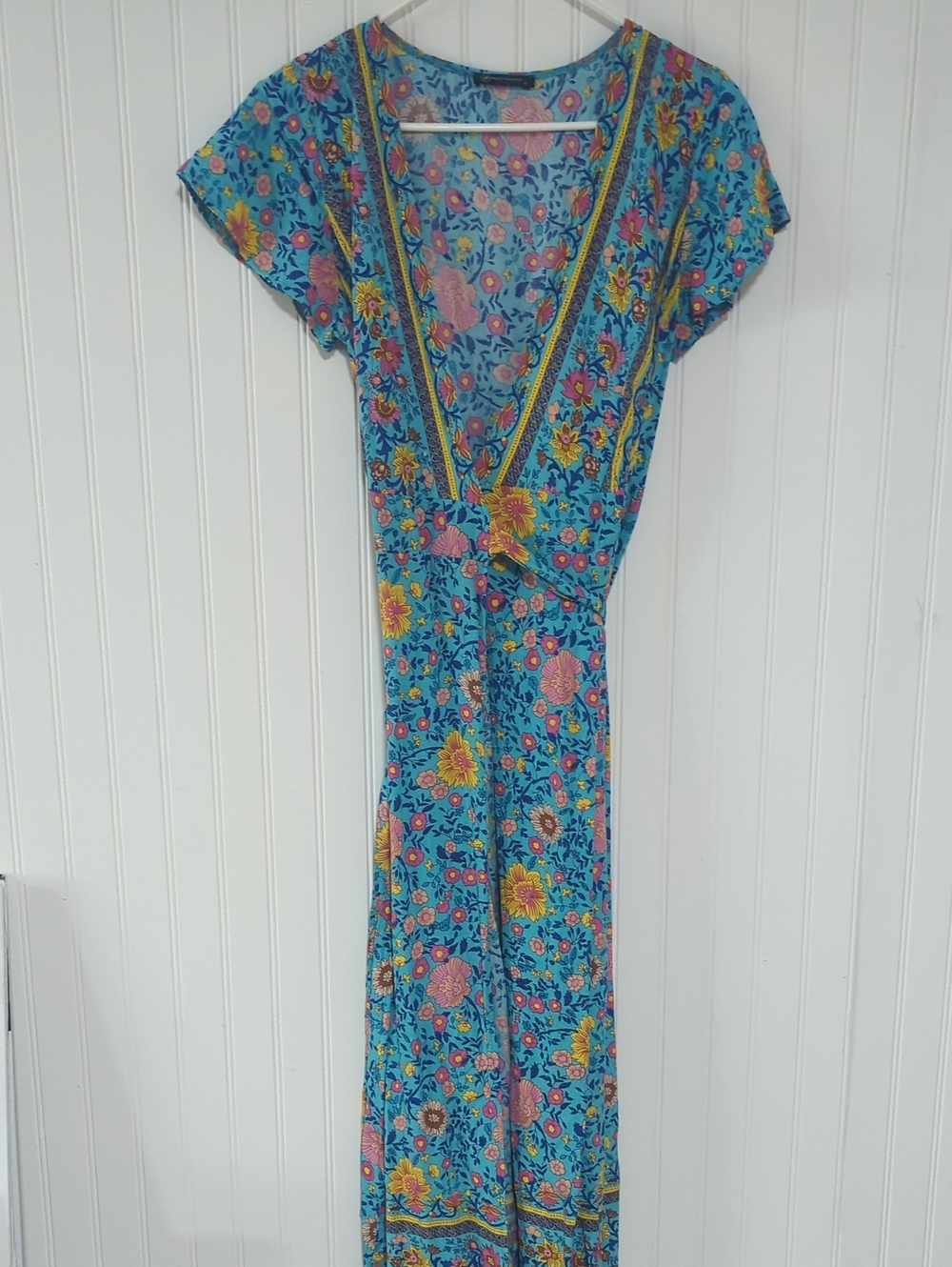 prettygarden Floral V-Neck Maxi Wrap Dress